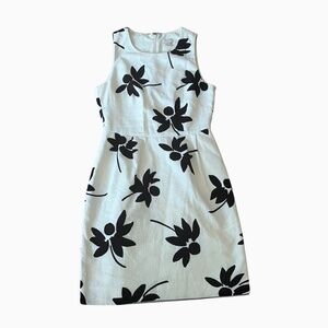 J. Crew Floral Printed Sheath Dress (Cream and Black)
